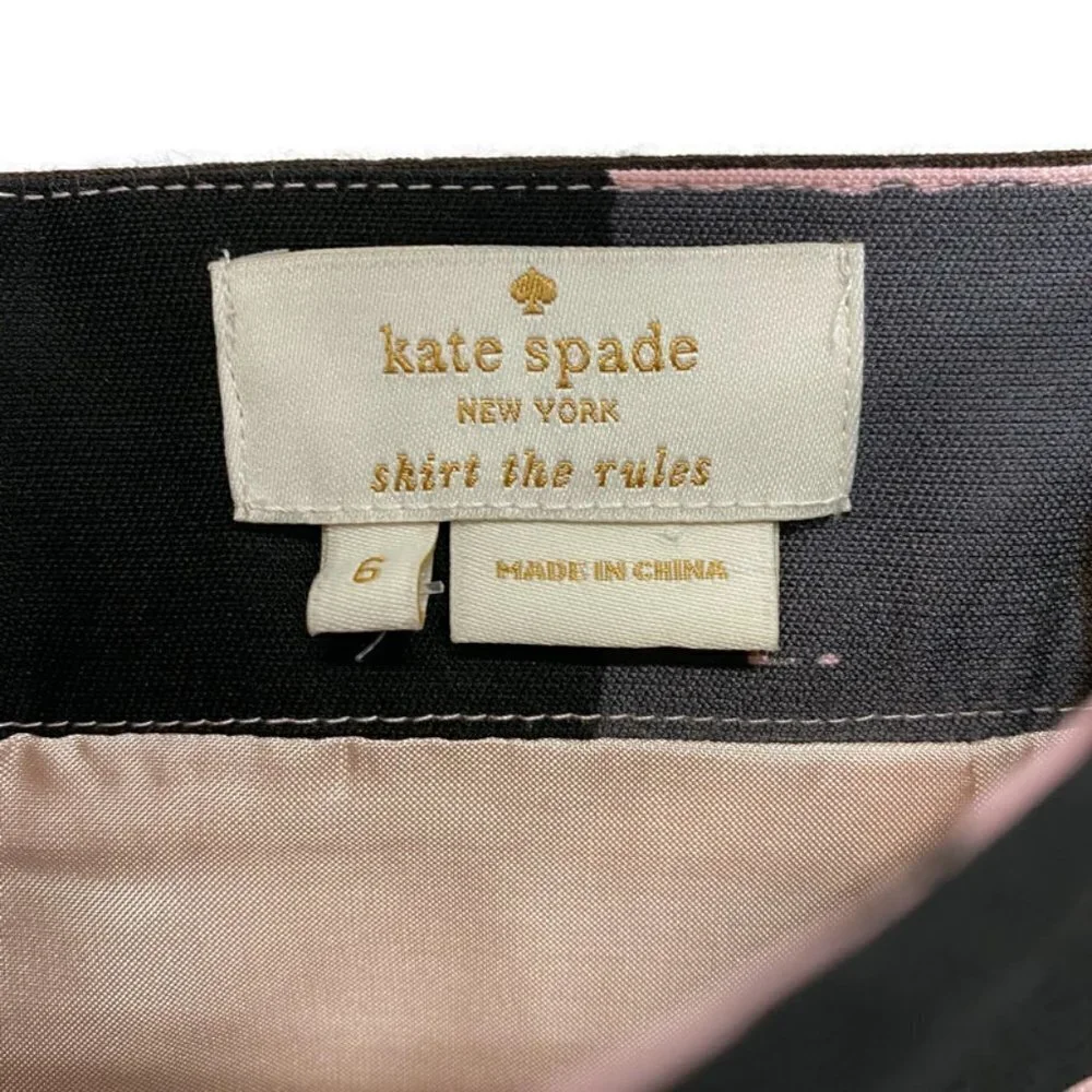 Kate Spade Red, Black & Pink Silk Pencil Skirt